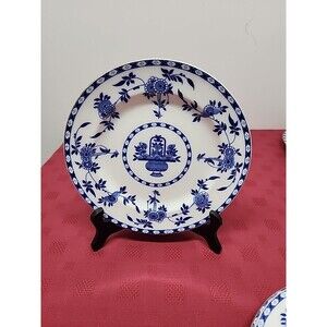 Vintage Minton Delft Lunch Plates Set Of 3 Blue Transferware 1891-1912 England